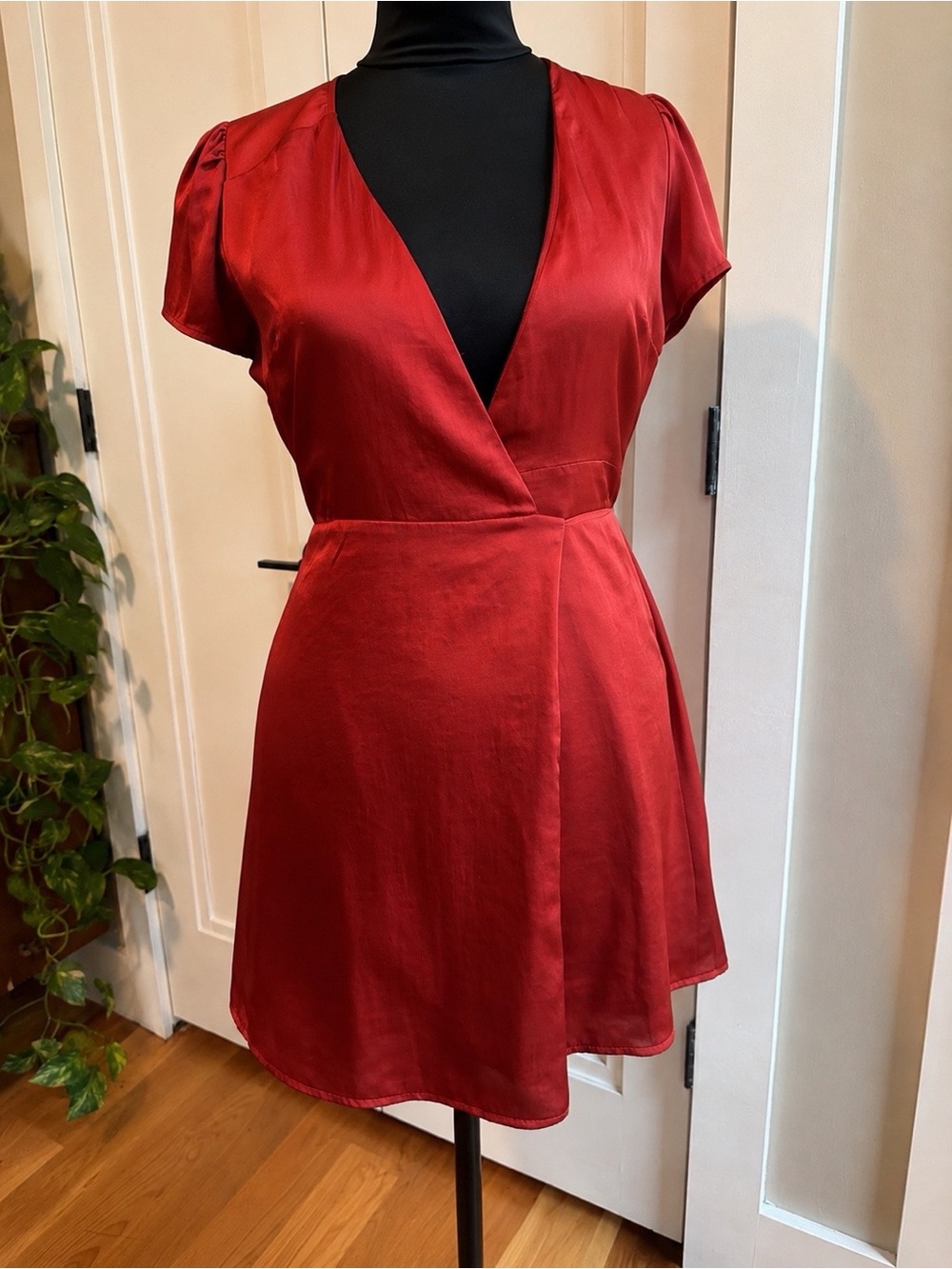 Urban Outfitters Rust Orange Satin wrap dress